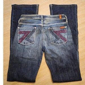 ✨️7 For All Mankind Flynt Bootcut Jeans. Purple Velvet Rhinestone Y2K-era boho
